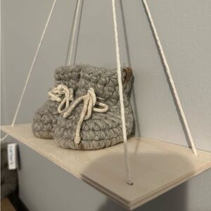 Handmade Gray Crochet Baby Booties - Les petits Tousi